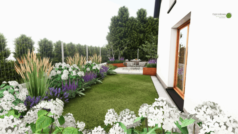 Podkrakowski mały ogród w kształcie litery L