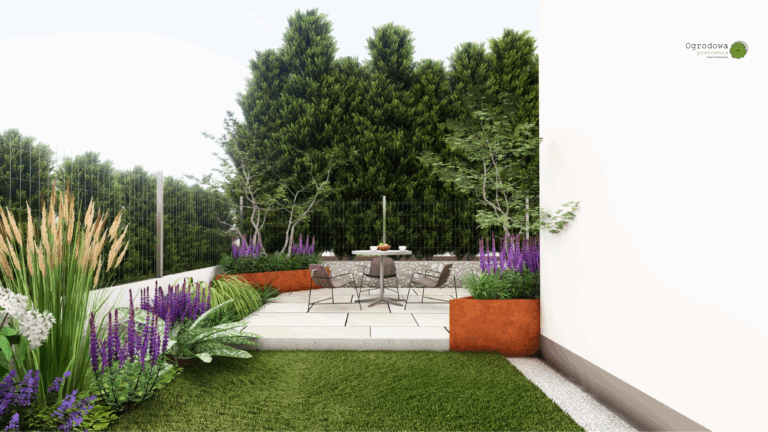 Podkrakowski mały ogród w kształcie litery L