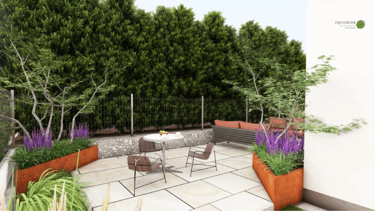 Podkrakowski mały ogród w kształcie litery L