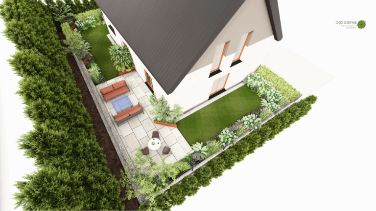 Podkrakowski mały ogród w kształcie litery L