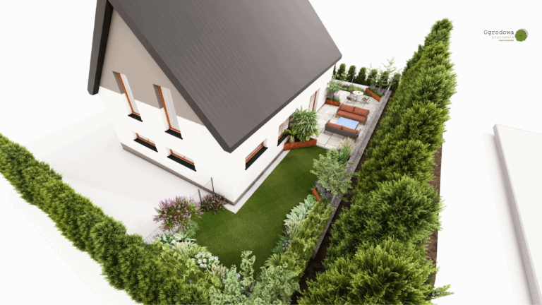 Podkrakowski mały ogród w kształcie litery L