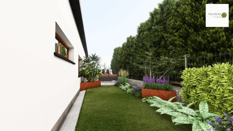 Podkrakowski mały ogród w kształcie litery L