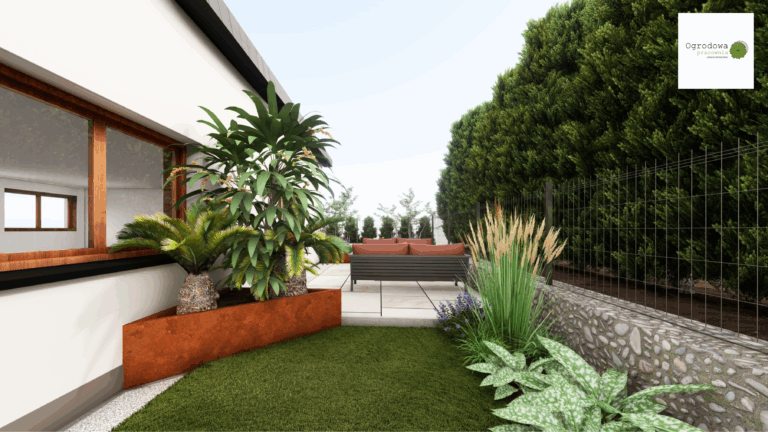 Podkrakowski mały ogród w kształcie litery L