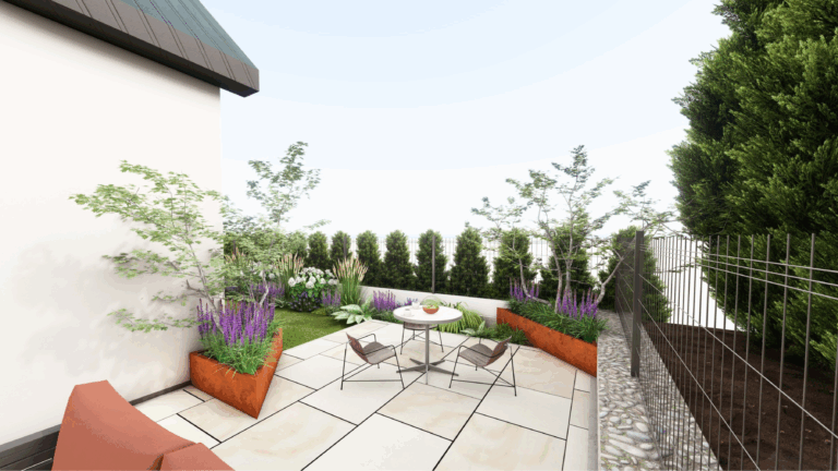 Podkrakowski mały ogród w kształcie litery L