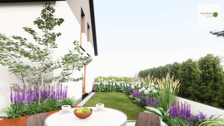 Podkrakowski mały ogród w kształcie litery L